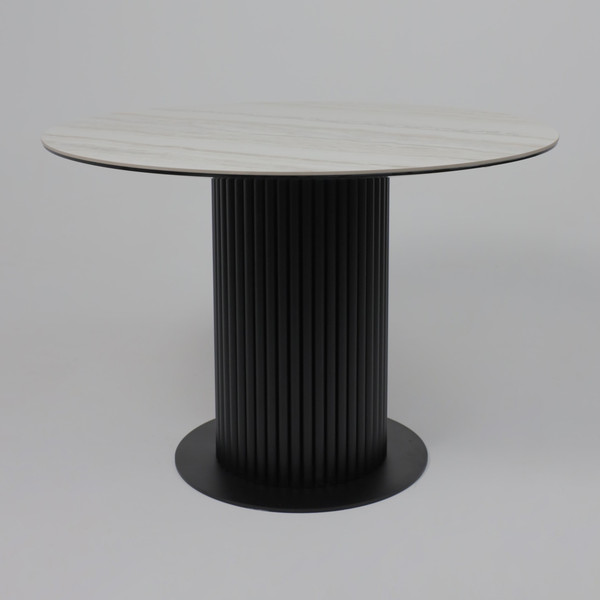 Изображение товара Обеденный стол Аврора Раунд (камень белый Elyt pulido/черный матовый)