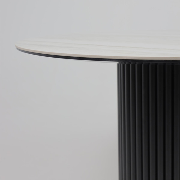 Изображение товара Обеденный стол Аврора Раунд (камень белый Elyt pulido/черный матовый)