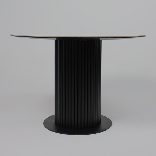 Изображение товара Обеденный стол Аврора Раунд (камень белый Elyt pulido/черный матовый)