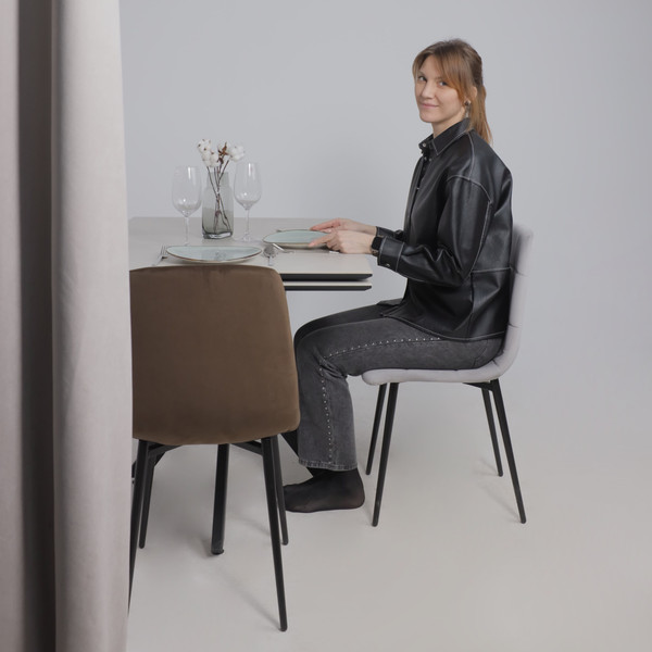 Изображение товара Стул Алвест AV 406-N (светло-серый бархат H-09/черный)