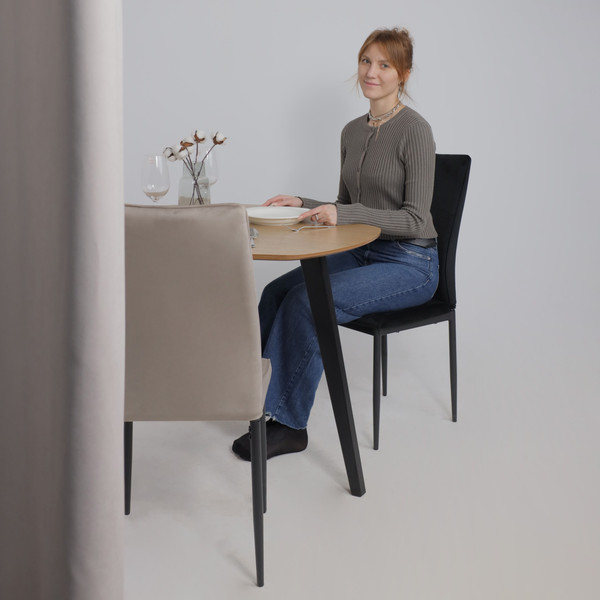 Изображение товара Стул AksHome Oreo (серо-бежевый велюр HLR-9/черный)