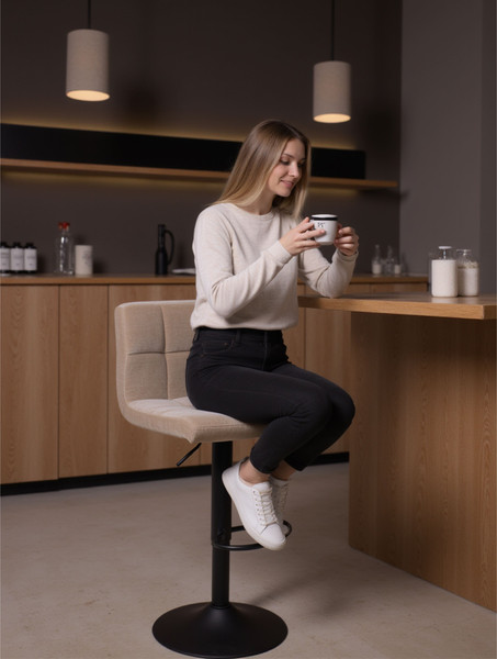 Изображение товара Стул барный AksHome Logos (бежевый шенилл Ote Canna 170/черный)