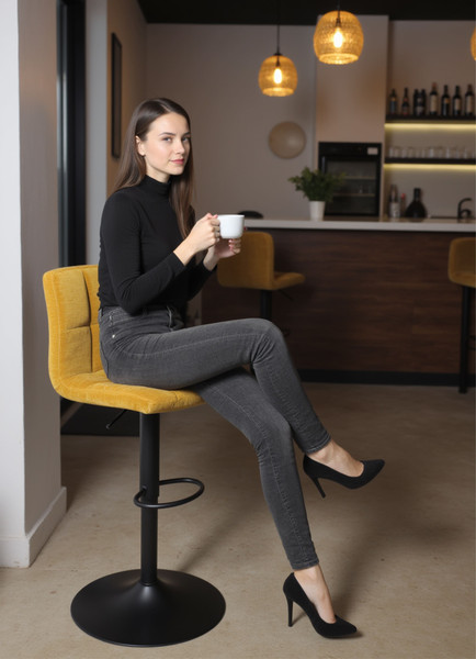 Изображение товара Стул барный AksHome Logos (горчичный шенилл Ote Canna 273/черный)