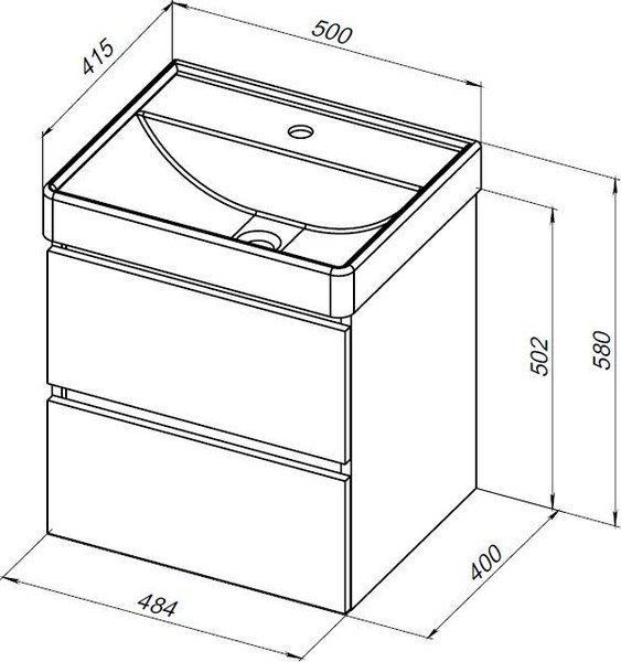 Изображение товара Тумба под умывальник Aquanet Вега 2.0 50 / 337958 (мисти грин)