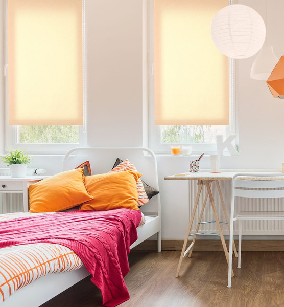 Изображение товара Рулонная штора Delfa Сантайм Лен СРШ-03Д2070 (130x170, абрикосовый)