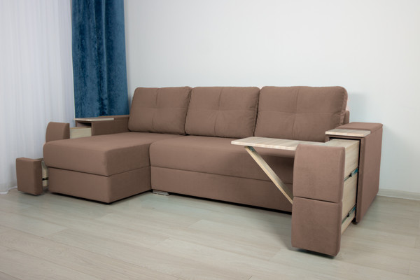 Изображение товара Диван угловой DiArt Бруклин 7-левый (велюр Магия 36/дуб сонома)