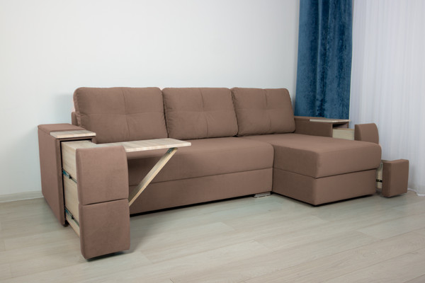 Изображение товара Диван угловой DiArt Бруклин Г-правый (велюр Магия 36/дуб сонома)