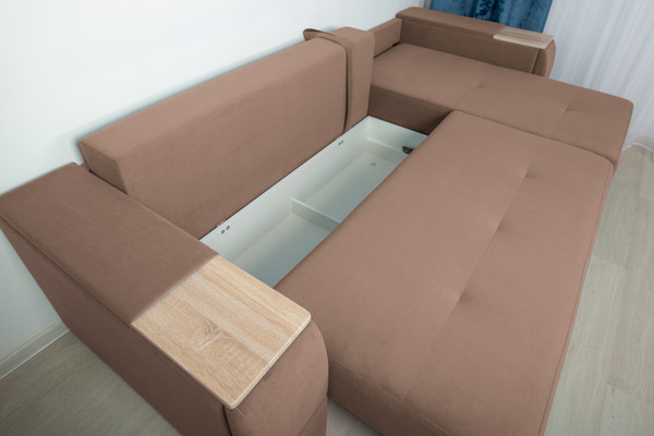 Изображение товара Диван угловой DiArt Бруклин Г-правый (велюр Магия 36/дуб сонома)