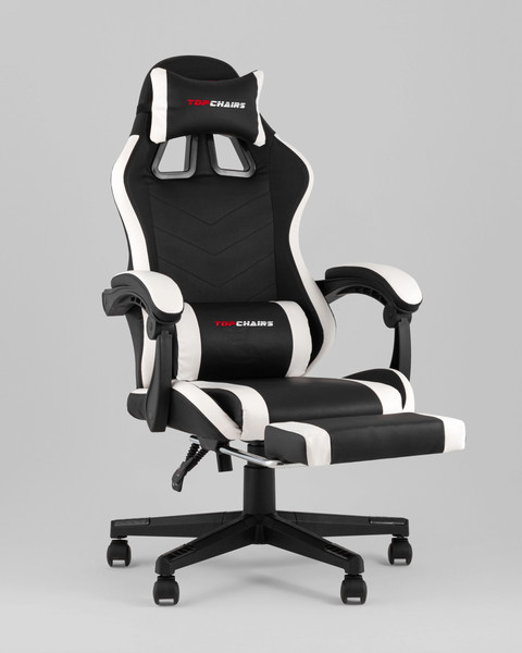 Изображение товара Кресло геймерское TopChairs Prophet с оттоманкой GF-8086 (черно-белый)