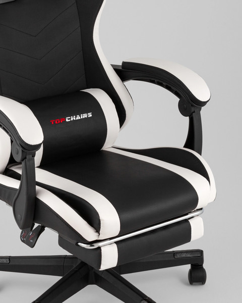 Изображение товара Кресло геймерское TopChairs Prophet с оттоманкой GF-8086 (черно-белый)