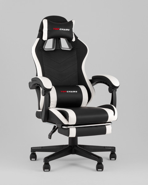 Изображение товара Кресло геймерское TopChairs Prophet с оттоманкой GF-8086 (черно-белый)