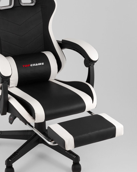 Изображение товара Кресло геймерское TopChairs Prophet с оттоманкой GF-8086 (черно-белый)