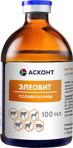 Изображение товара Витамины для животных Асконт Элеовит (100мл)