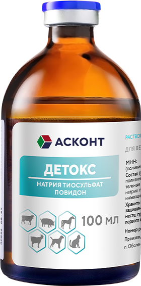 Изображение товара Раствор для инъекций противорвотный для животных Асконт Детокс (100мл)
