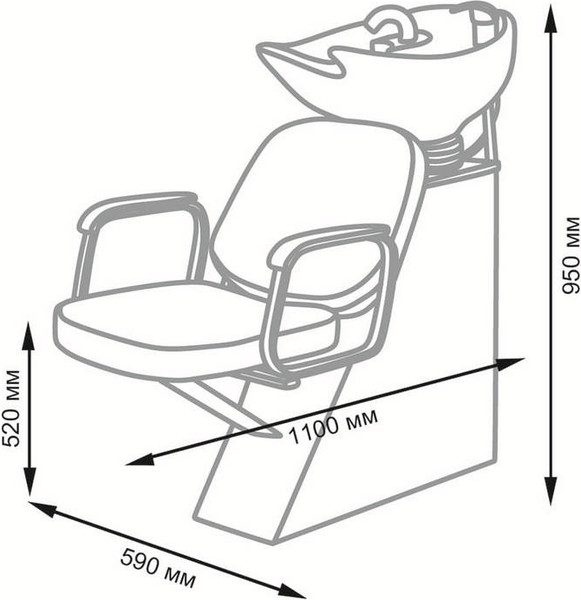 Изображение товара Мойка парикмахерская с креслом Элеганс Мойка Елена с глубокой керамической раковиной (с креслом Контакт)