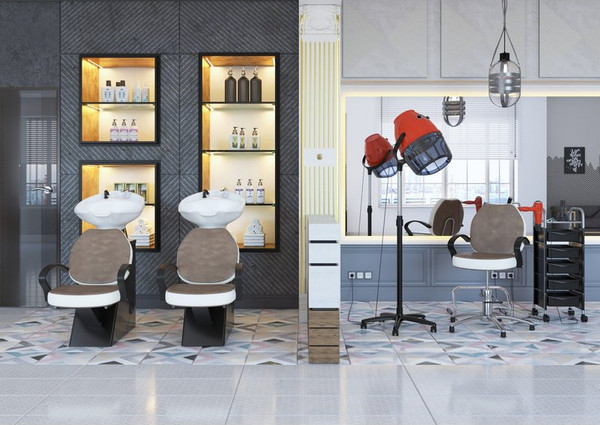 Изображение товара Мойка парикмахерская с креслом Элеганс Елена с глубокой керамической раковиной (с креслом Соло Модерн)