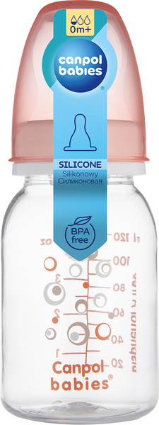 Изображение товара Бутылочка для кормления Canpol Силиконовая соска Круглая 0+ / 59/098 (120мл)