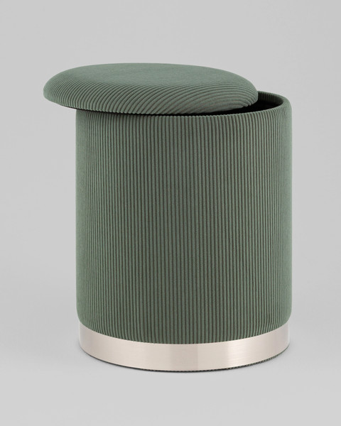 Изображение товара Пуф Stool Group Эмили с ящиком 19A205CG-12 (серебро/вельвет зеленый)