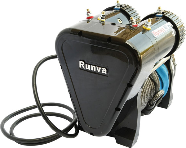 Изображение товара Лебедка электрическая Runva 12V 10000 lbs 4500кг двухмоторная / EWS10000SR (синтетический трос)