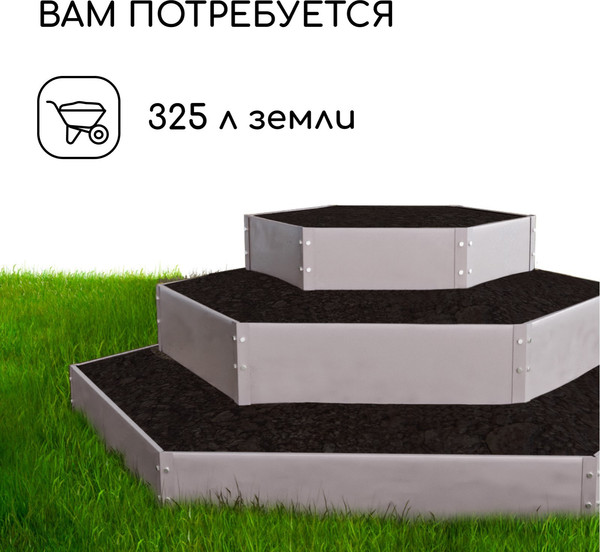 Изображение товара Грядка модульная GREENGO Клумба оцинкованная 3 яруса 60-100-140см