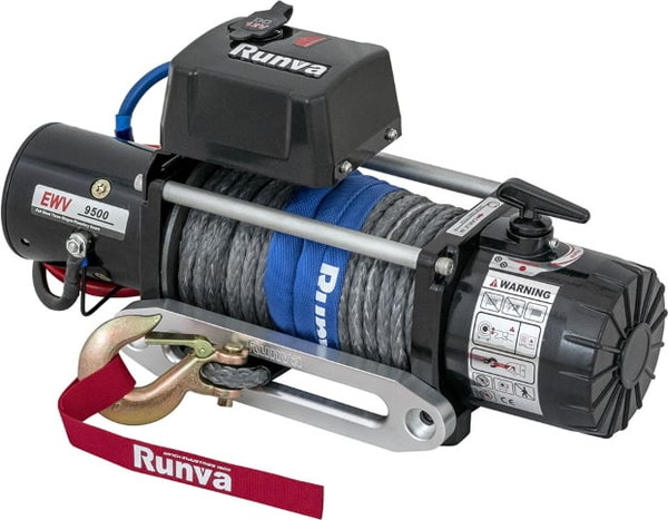 Изображение товара Лебедка электрическая Runva 12V 9500 lbs 4350кг / EWV9500SSR (синтетический трос)