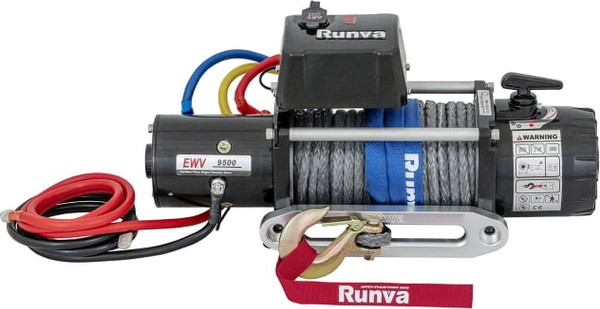 Изображение товара Лебедка электрическая Runva 12V 9500 lbs 4350кг / EWV9500SSR (синтетический трос)