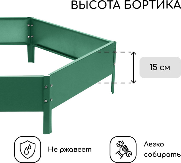 Изображение товара Грядка модульная GREENGO Клумба оцинкованная 140см (зеленый)