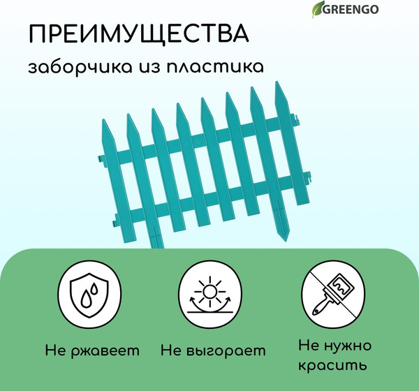 Изображение товара Изгородь декоративная GREENGO Gotika 35x210см 5 секций (бирюзовый)
