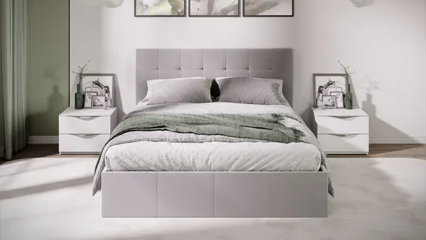 Изображение товара Полуторная кровать ТриЯ Эмма 1400 с ПМ (велюр Confetti Silver)