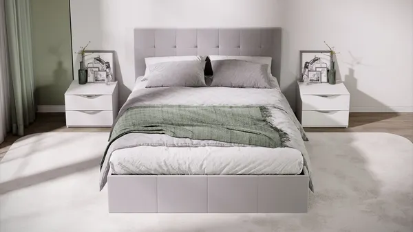 Изображение товара Полуторная кровать ТриЯ Эмма 1400 с ПМ (велюр Confetti Silver)