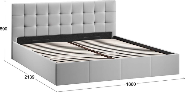 Изображение товара Двуспальная кровать ТриЯ Эмма 1800 (велюр Confetti Silver)