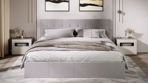 Изображение товара Двуспальная кровать ТриЯ Эмма 1800 (велюр Confetti Silver)