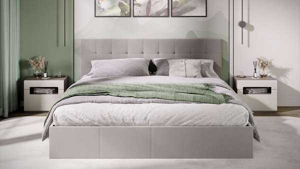 Изображение товара Двуспальная кровать ТриЯ Эмма 1800 (велюр Confetti Smoke)