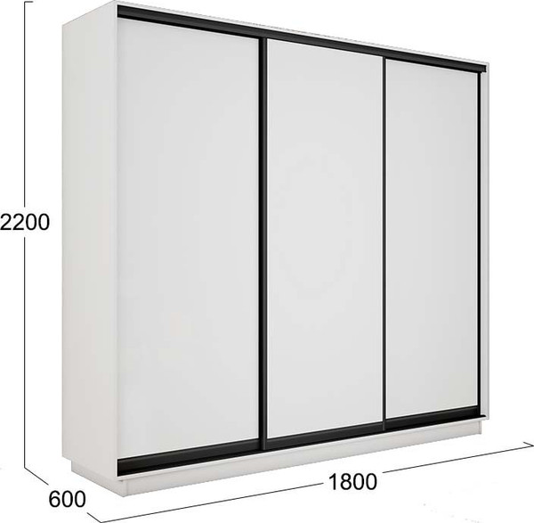 Изображение товара Шкаф-купе ТриЯ Румер-2 СШК 3.180.60-11.11.11 Н 3-х дверный (белый снег/белый снег/черный профиль)
