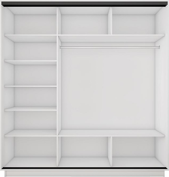 Изображение товара Шкаф-купе ТриЯ Румер-2 СШК 3.180.60-11.13.11 Н 3-х дверный (белый снег/белый снег/зеркало/черный профиль)