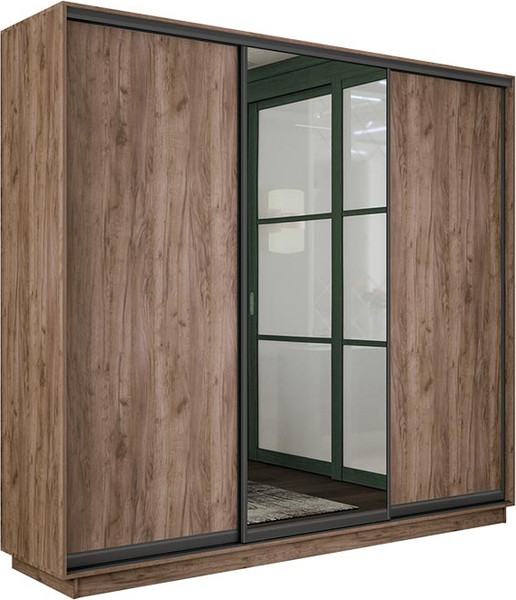 Изображение товара Шкаф-купе ТриЯ Румер-2 СШК 3.180.60-11.13.11 Н 3-х дверный (дуб крафт табачный/дуб крафт табачный/зеркало/черный)
