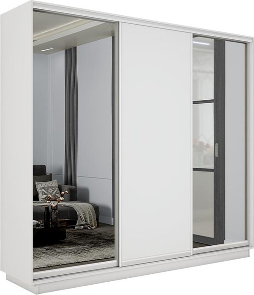 Изображение товара Шкаф-купе ТриЯ Румер-2 СШК 3.180.60-13.11.13 3-х дверный (белый снег/зеркало/белый снег/зеркало)