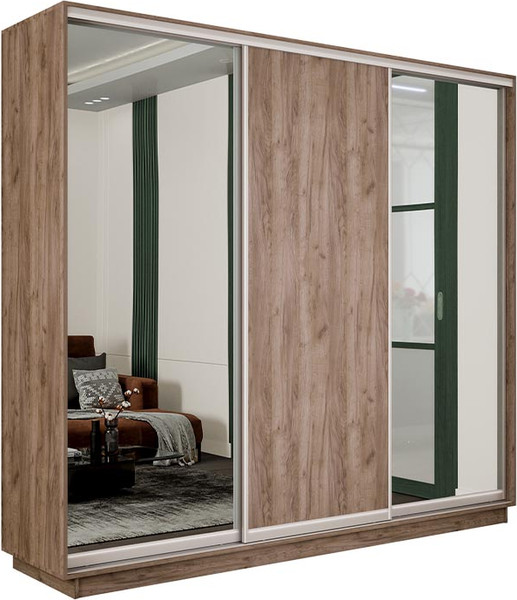 Изображение товара Шкаф-купе ТриЯ Румер-2 СШК 3.180.60-13.11.13 3-х дверный (дуб крафт табачный/зеркало/дуб крафт табачный/зеркало)
