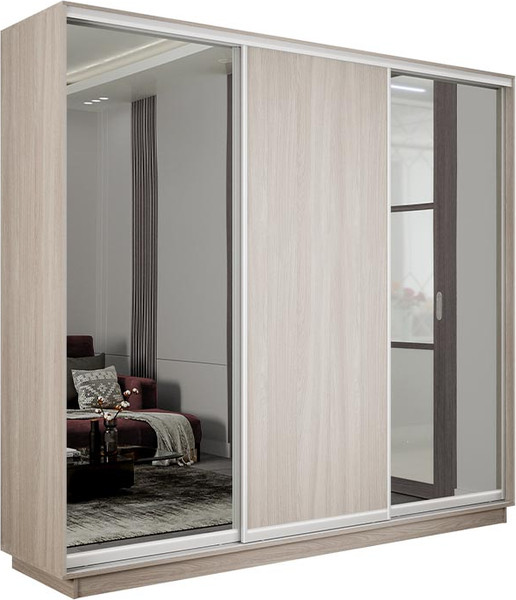 Изображение товара Шкаф-купе ТриЯ Румер-2 СШК 3.180.60-13.11.13 3-х дверный (ясень шимо светлый/зеркало/ясень шимо светлый/зеркало)