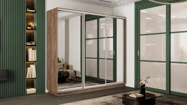 Изображение товара Шкаф-купе ТриЯ Румер-2 СШК 3.180.60-13.13.13 3-х дверный (дуб крафт табачный/зеркало/зеркало/зеркало)