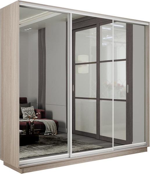 Изображение товара Шкаф-купе ТриЯ Румер-2 СШК 3.180.60-13.13.13 3-х дверный (ясень шимо светлый/зеркало/зеркало/зеркало)