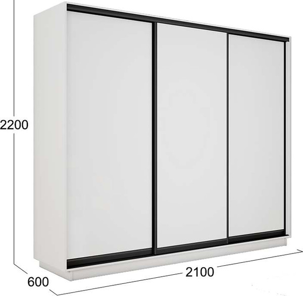 Изображение товара Шкаф-купе ТриЯ Румер-2 СШК 3.210.70-11.11.11 Н 3-х дверный (белый снег/белый снег/белый снег/белый снег/черный профиль)