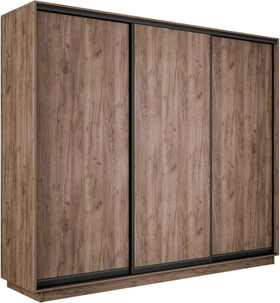 Изображение товара Шкаф-купе ТриЯ Румер-2 СШК 3.210.70-11.11.11 Н 3-х дверный (дуб крафт табачный/дуб крафт табачный/черный профиль)
