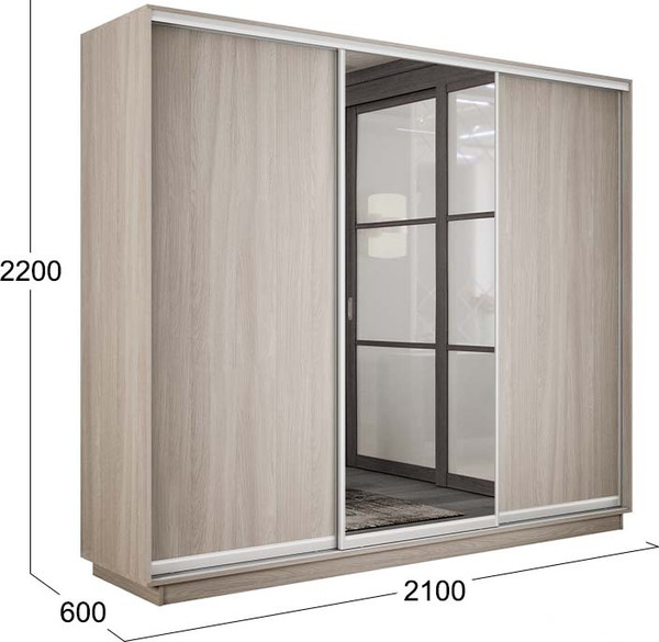 Изображение товара Шкаф-купе ТриЯ Румер-2 СШК 3.210.70-11.13.11 3-х дверный (ясень шимо светлый/ясень шимо светлый/зеркало/ясень шимо светлый)
