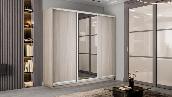 Изображение товара Шкаф-купе ТриЯ Румер-2 СШК 3.210.70-11.13.11 3-х дверный (ясень шимо светлый/ясень шимо светлый/зеркало/ясень шимо светлый)