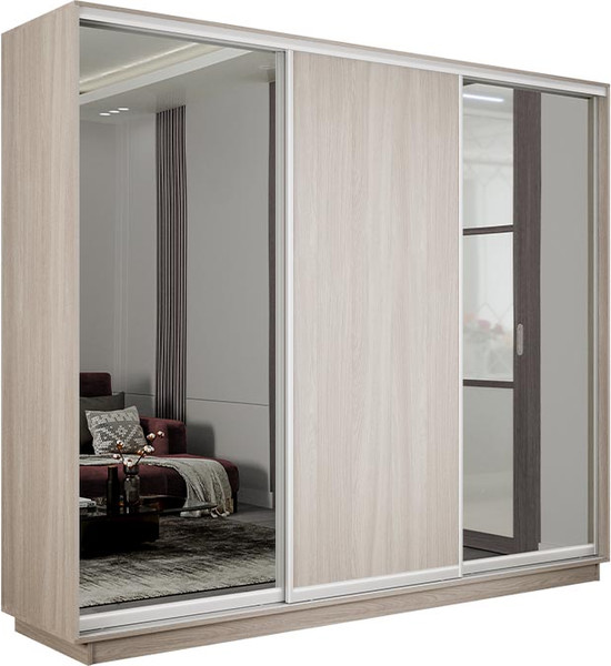 Изображение товара Шкаф-купе ТриЯ Румер-2 СШК 3.210.70-13.11.13 3-х дверный (ясень шимо светлый/зеркало/ясень шимо светлый/зеркало)