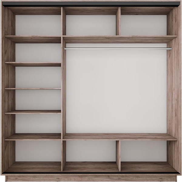 Изображение товара Шкаф-купе ТриЯ Румер-2 СШК 3.210.70-13.11.13 Н 3-х дверный (дуб крафт табачный/зеркало/дуб крафт табачный/зеркало/черный профиль)