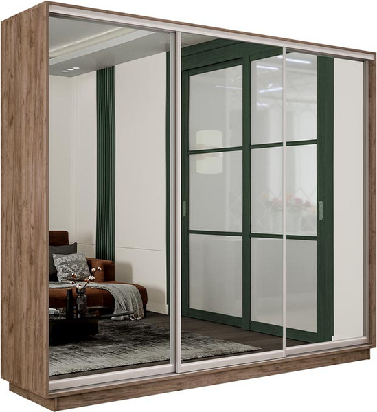 Изображение товара Шкаф-купе ТриЯ Румер-2 СШК 3.210.70-13.13.13 3-х дверный (дуб крафт табачный/зеркало/зеркало/зеркало)