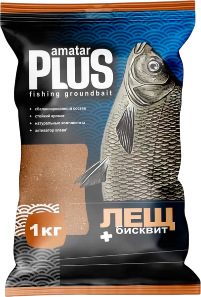 Изображение товара Прикормка рыболовная Amatar Plus Лещ (1кг, бисквит)