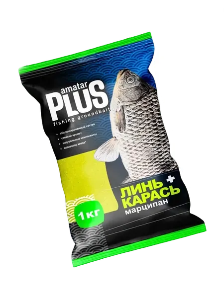 Изображение товара Прикормка рыболовная Amatar Plus Линь-Карась (1кг, марципан)